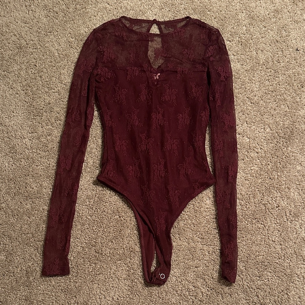 SO Deep Red Lace Bodysuit